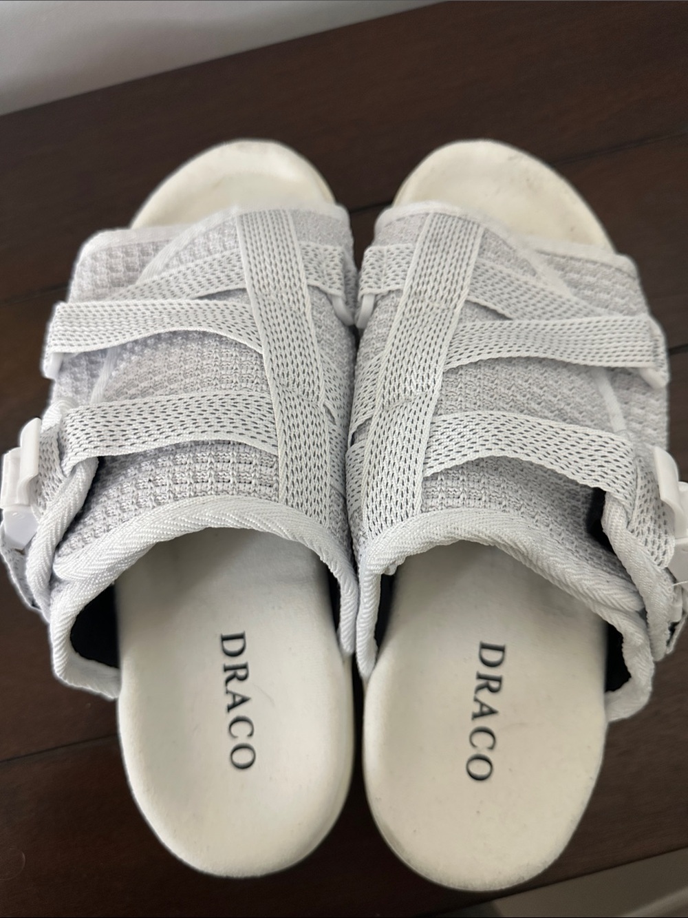 DRACO Men’s White Slide Sandals - Knit Straps